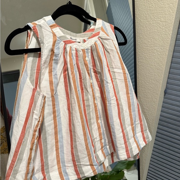 Madewell Brown Red Blue Stripe Shirt - Picture 3 of 4